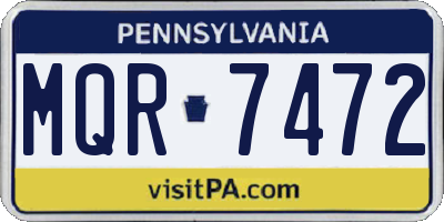 PA license plate MQR7472