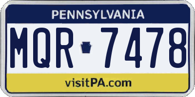 PA license plate MQR7478