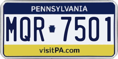 PA license plate MQR7501