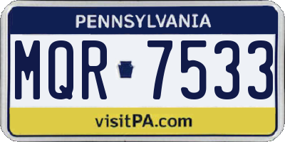 PA license plate MQR7533