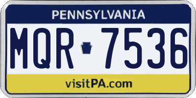 PA license plate MQR7536