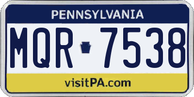 PA license plate MQR7538