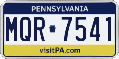 PA license plate MQR7541