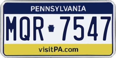 PA license plate MQR7547