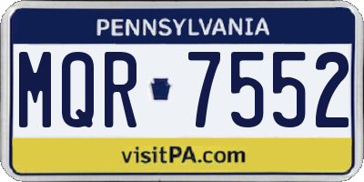 PA license plate MQR7552