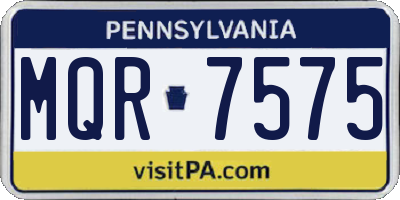 PA license plate MQR7575