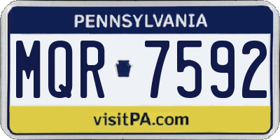PA license plate MQR7592