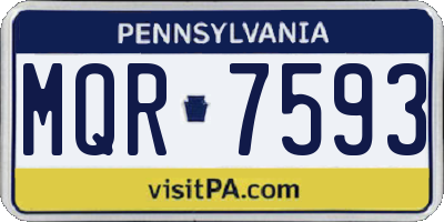 PA license plate MQR7593