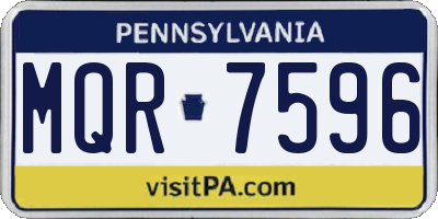 PA license plate MQR7596