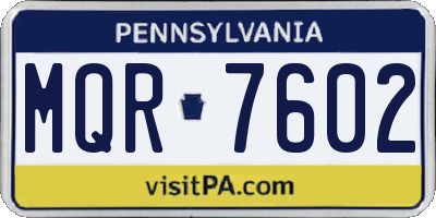 PA license plate MQR7602