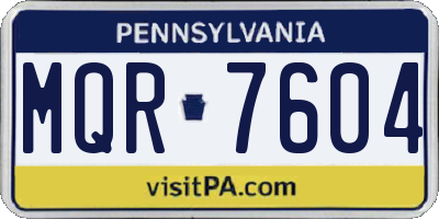 PA license plate MQR7604