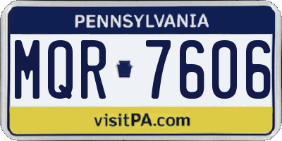 PA license plate MQR7606