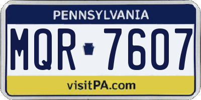 PA license plate MQR7607