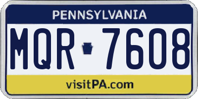 PA license plate MQR7608