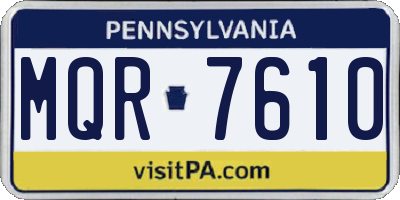 PA license plate MQR7610