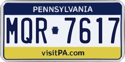 PA license plate MQR7617