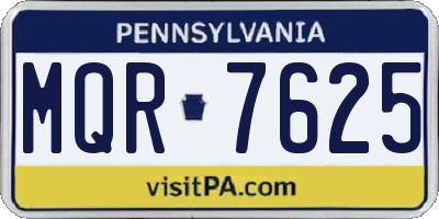 PA license plate MQR7625