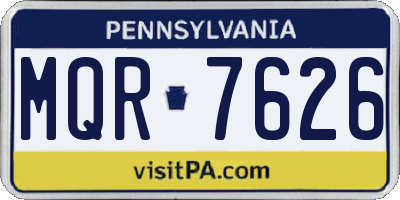 PA license plate MQR7626