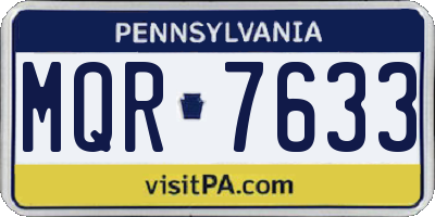PA license plate MQR7633