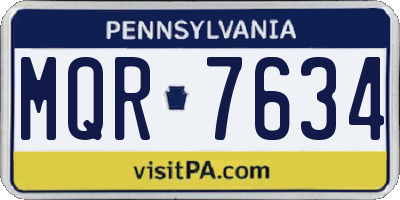 PA license plate MQR7634