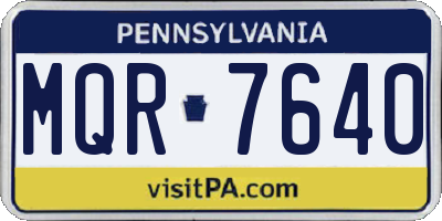 PA license plate MQR7640