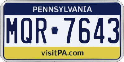 PA license plate MQR7643