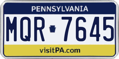 PA license plate MQR7645