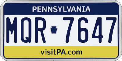 PA license plate MQR7647