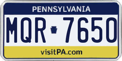 PA license plate MQR7650