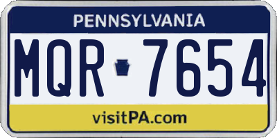 PA license plate MQR7654