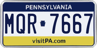 PA license plate MQR7667