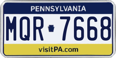 PA license plate MQR7668