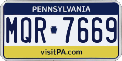 PA license plate MQR7669