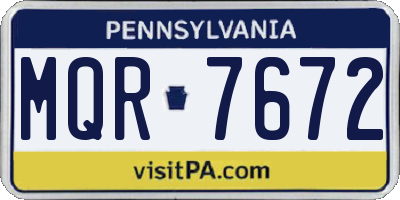 PA license plate MQR7672