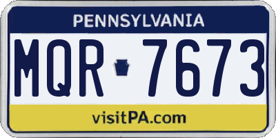 PA license plate MQR7673