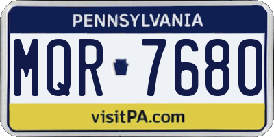 PA license plate MQR7680