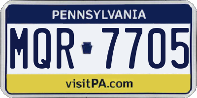 PA license plate MQR7705