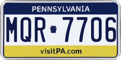 PA license plate MQR7706