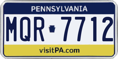 PA license plate MQR7712