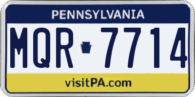 PA license plate MQR7714