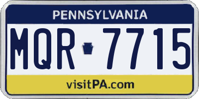 PA license plate MQR7715