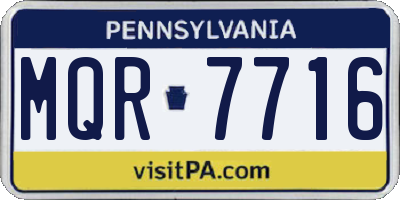 PA license plate MQR7716