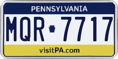 PA license plate MQR7717