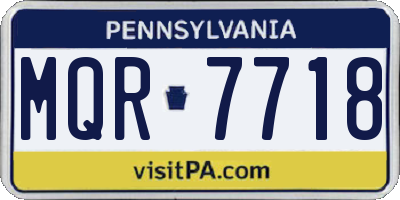 PA license plate MQR7718