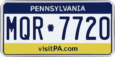 PA license plate MQR7720
