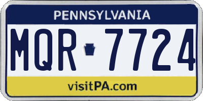 PA license plate MQR7724