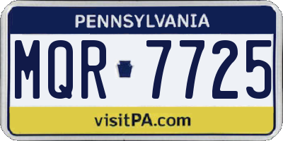 PA license plate MQR7725