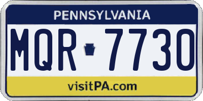 PA license plate MQR7730
