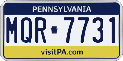 PA license plate MQR7731
