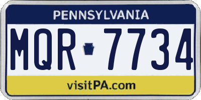 PA license plate MQR7734